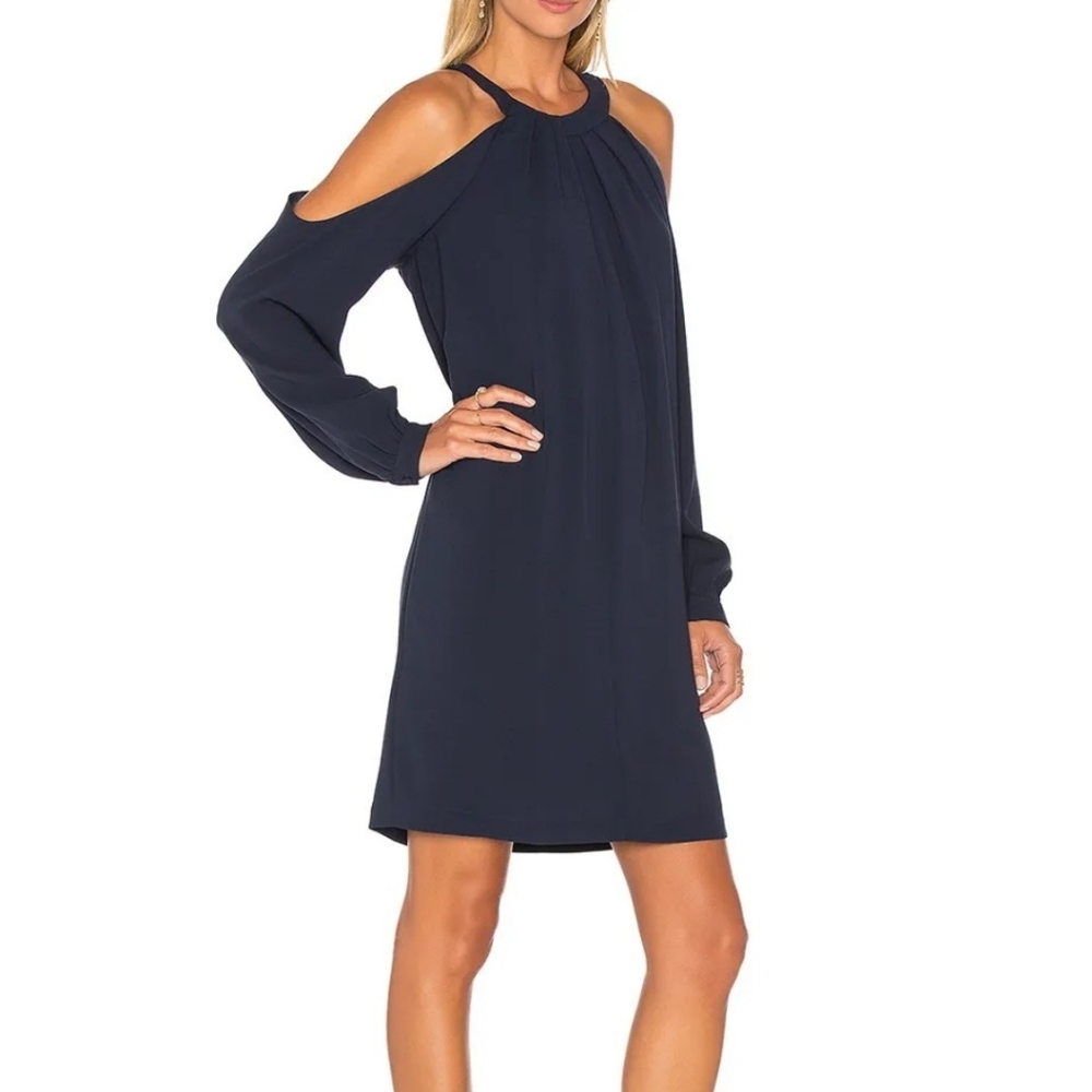 Josephine open shoulder dress , dark navy, xs good condition